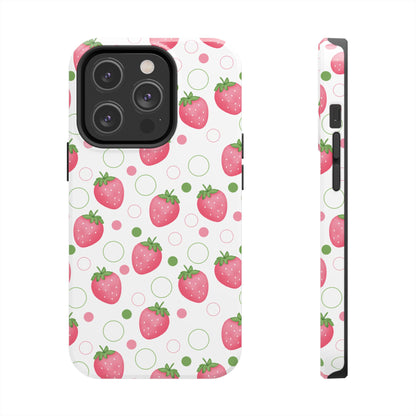 Pink Strawberry Bubbles Tough Phone Case for iPhone and Samsung Galaxy