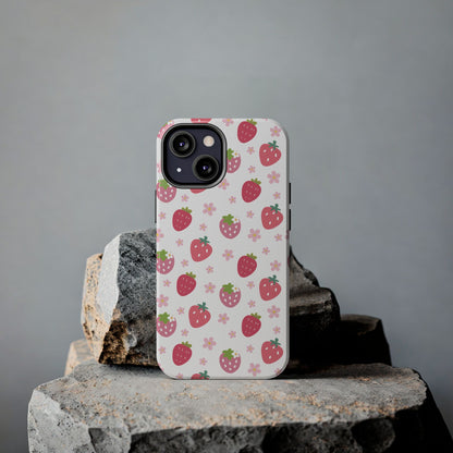 Strawberries and Daisies Tough Phone Case for iPhone and Samsung Galaxy