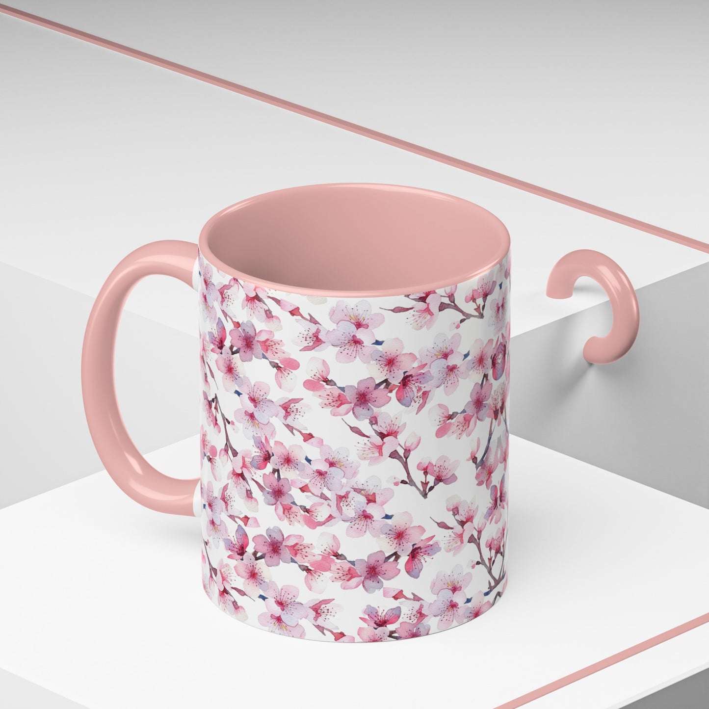 Lovely Cherry Blossom Accent Mug with Pink Interior (vL) - Mug - Kristine Celestine