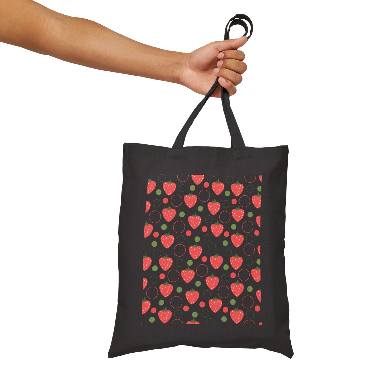 Red Strawberry Bubbles Cotton Canvas Tote Bag - Bags - Kristine Celestine