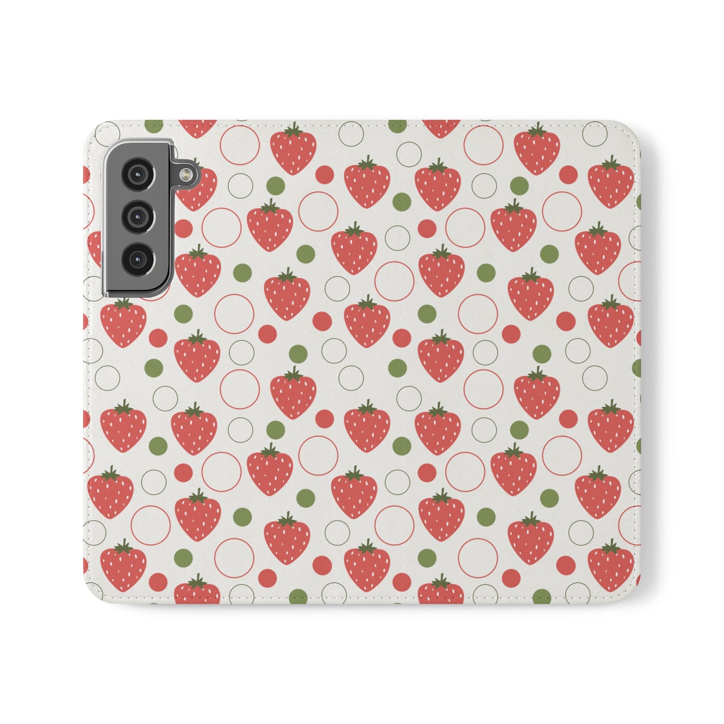 Red Strawberry Bubbles Flip Phone Case Cover with Pockets - Phone Case - Kristine Celestine