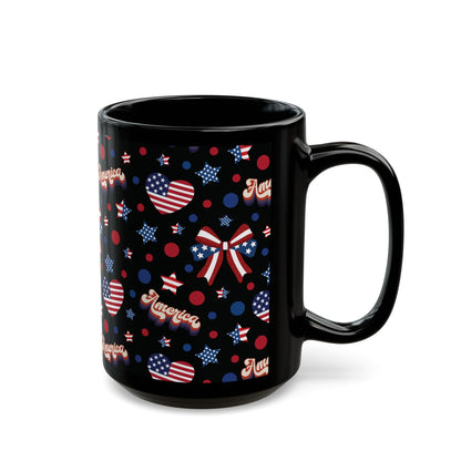 America's Sweetheart and Bows Black Mug Cool Summer Coffee Mug Tea Cup Spring Ceramic Mug