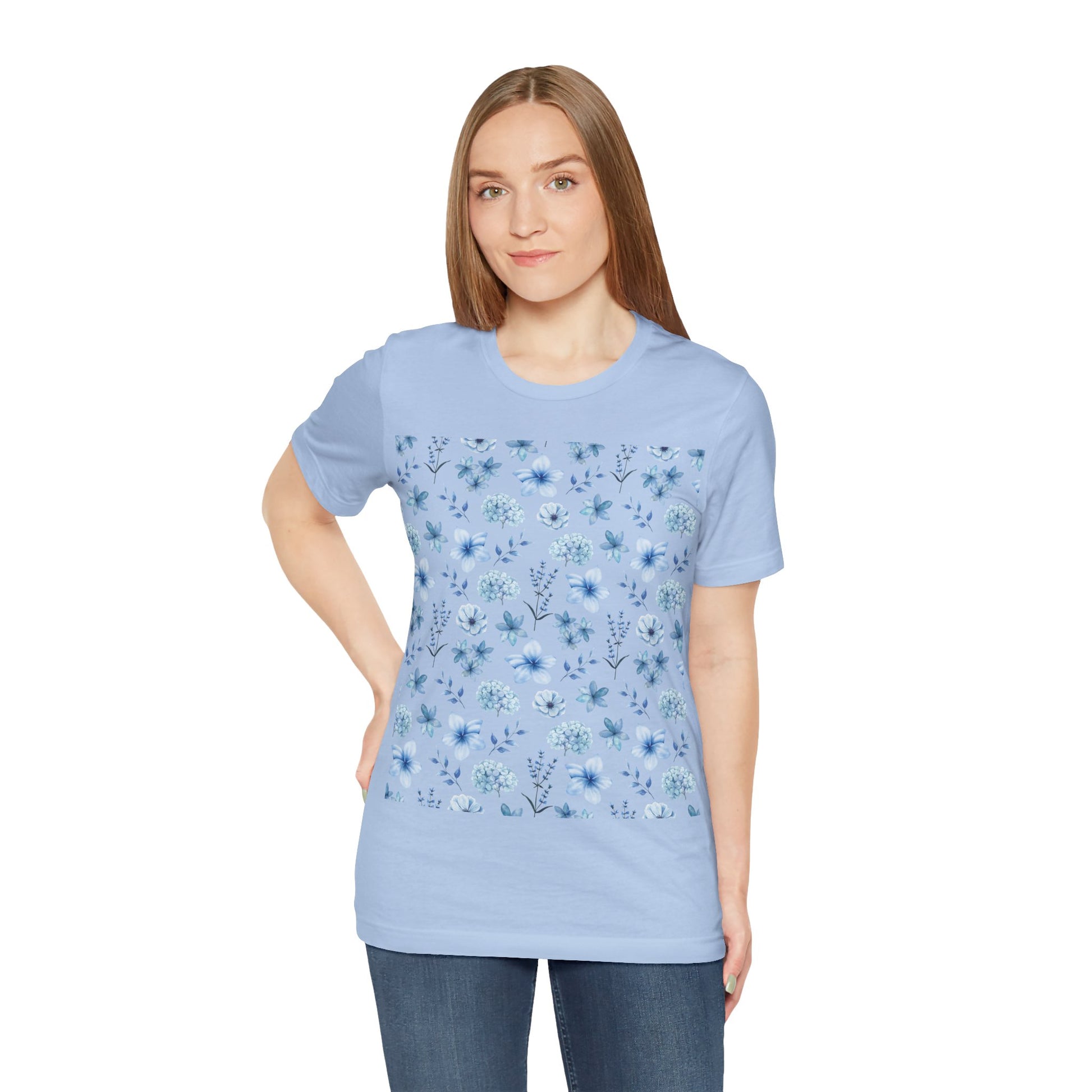 Snowy Blue Flowers Unisex Shirt - T - Shirt - Printify - Kristine Celestine