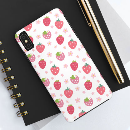 Strawberries and Daisies Tough Phone Case for iPhone and Samsung Galaxy