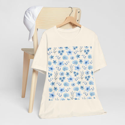 Snowy Blue Flowers Unisex Shirt - T - Shirt - Printify - Kristine Celestine