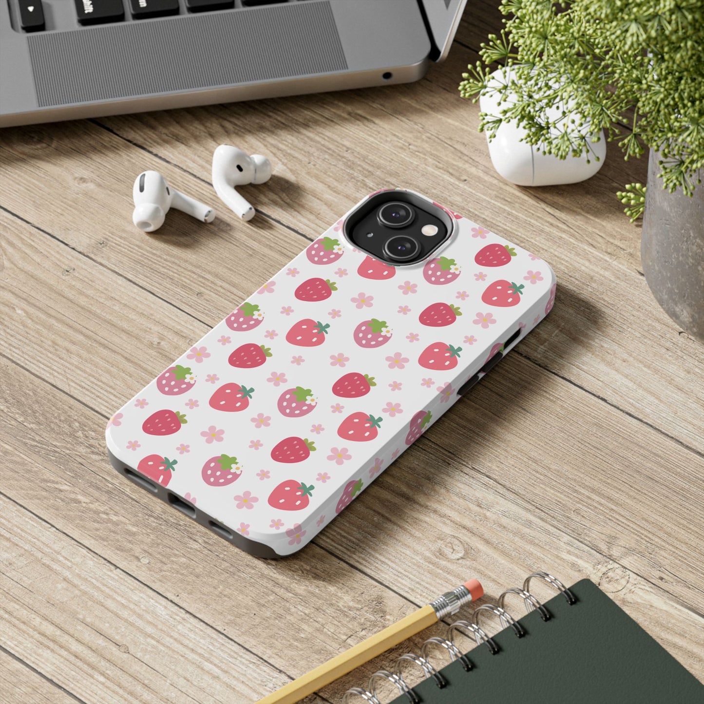 Strawberries and Daisies Tough Phone Case for iPhone and Samsung Galaxy