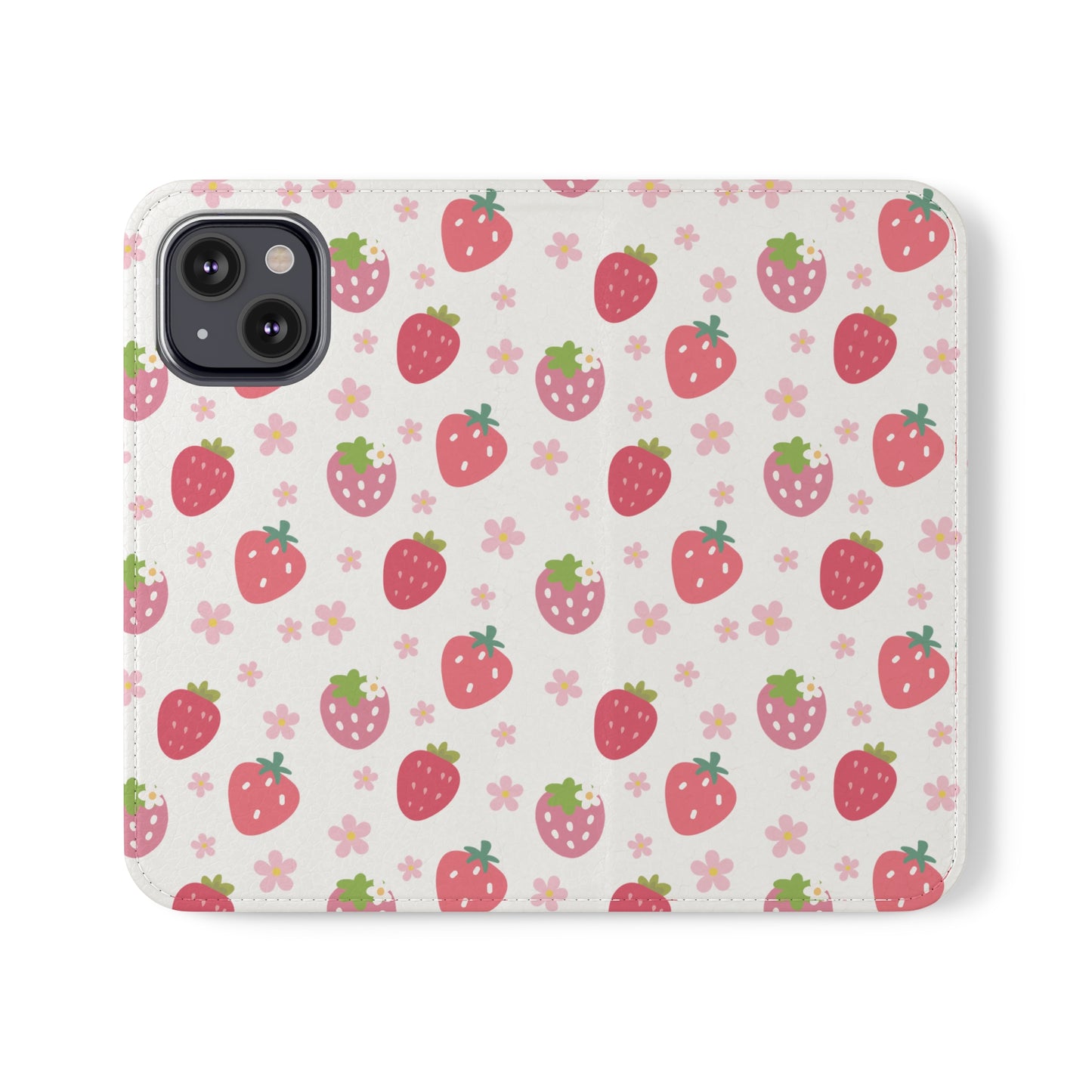 Strawberries and Daisies Flip Phone Case Cover with Pockets - Phone Case - Kristine Celestine