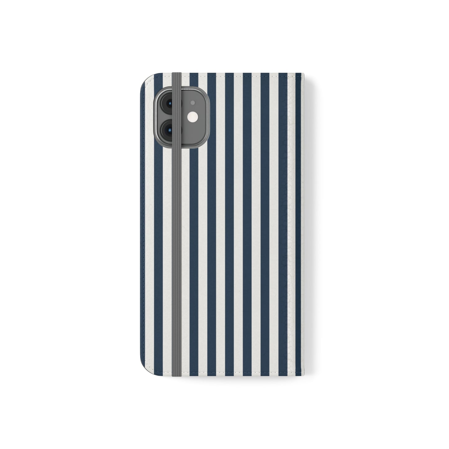 Navy Blue Stripes Flip Phone Case Cover with Pockets - Phone Case - Kristine Celestine