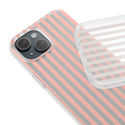 Coral Pink Stripes Flexible Phone Case iPhone Case Samsung Galaxy - Phone Case - Kristine Celestine