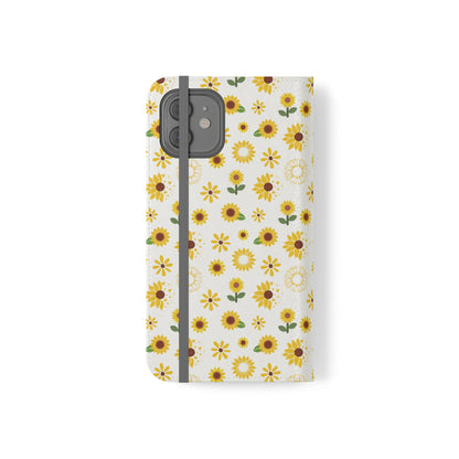 Sunflower Burst Flip Phone Case Cover with Pockets - Phone Case - Kristine Celestine