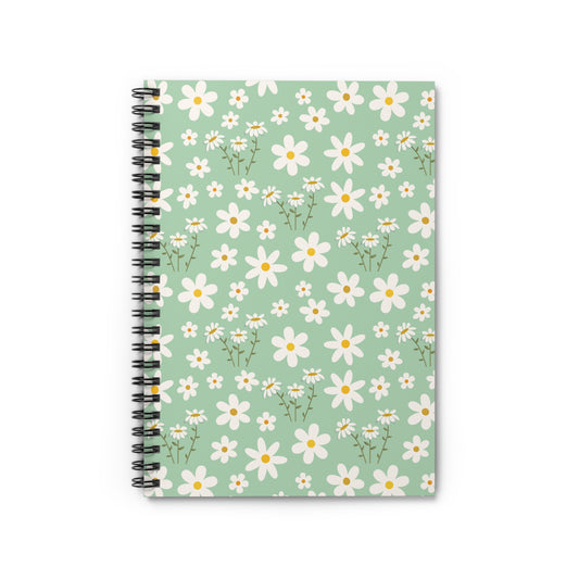 Mint Daisy Delight Spiral Notebook 6x8" Spring Daisies Journal Summer Notebook