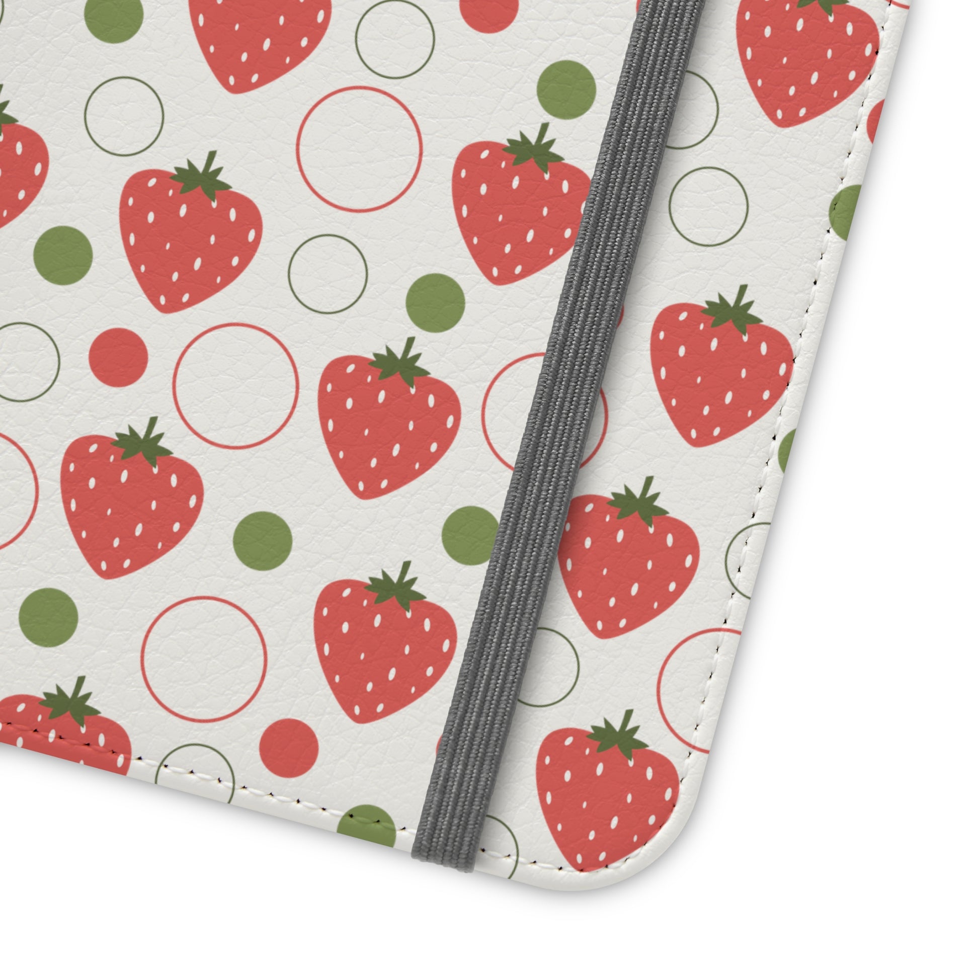 Red Strawberry Bubbles Flip Phone Case Cover with Pockets - Phone Case - Kristine Celestine