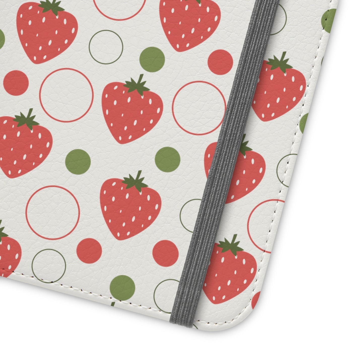 Red Strawberry Bubbles Flip Phone Case Cover with Pockets - Phone Case - Kristine Celestine