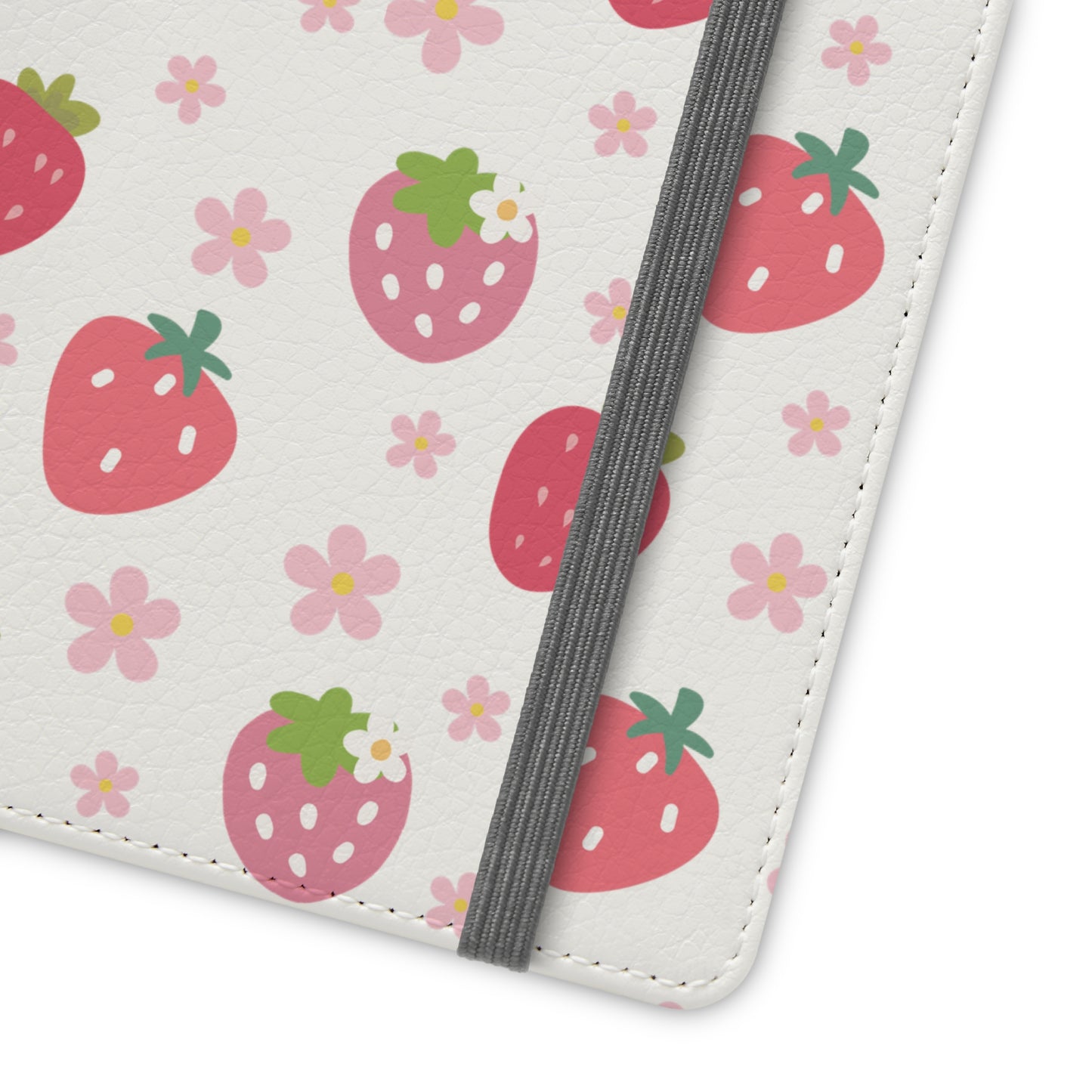 Strawberries and Daisies Flip Phone Case Cover with Pockets - Phone Case - Kristine Celestine