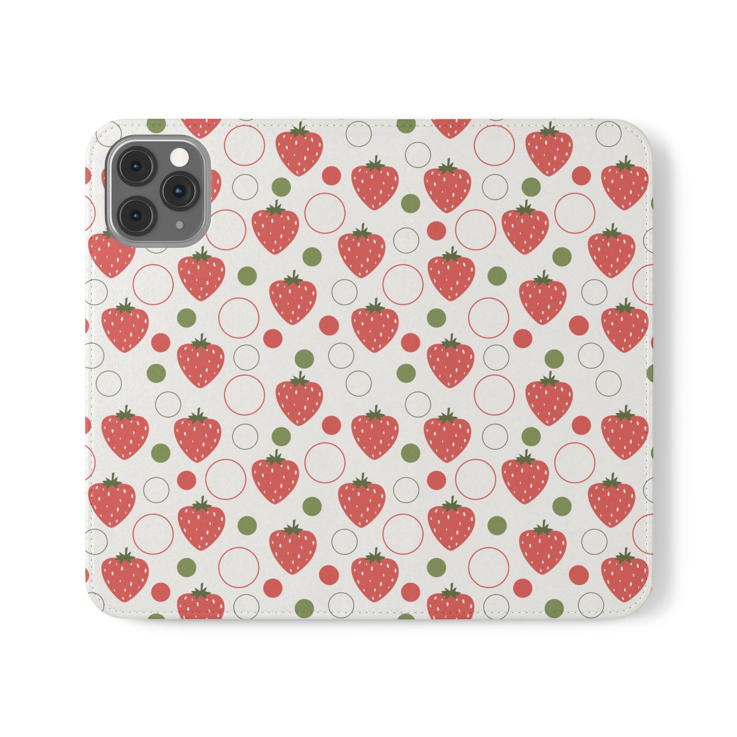 Red Strawberry Bubbles Flip Phone Case Cover with Pockets - Phone Case - Kristine Celestine