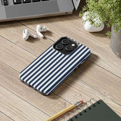 Navy Blue Stripes Tough Phone Case for iPhone and Samsung Galaxy