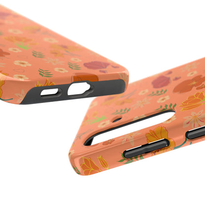 Coque de téléphone résistante Coral Peach Meadow pour iPhone et Samsung Galaxy