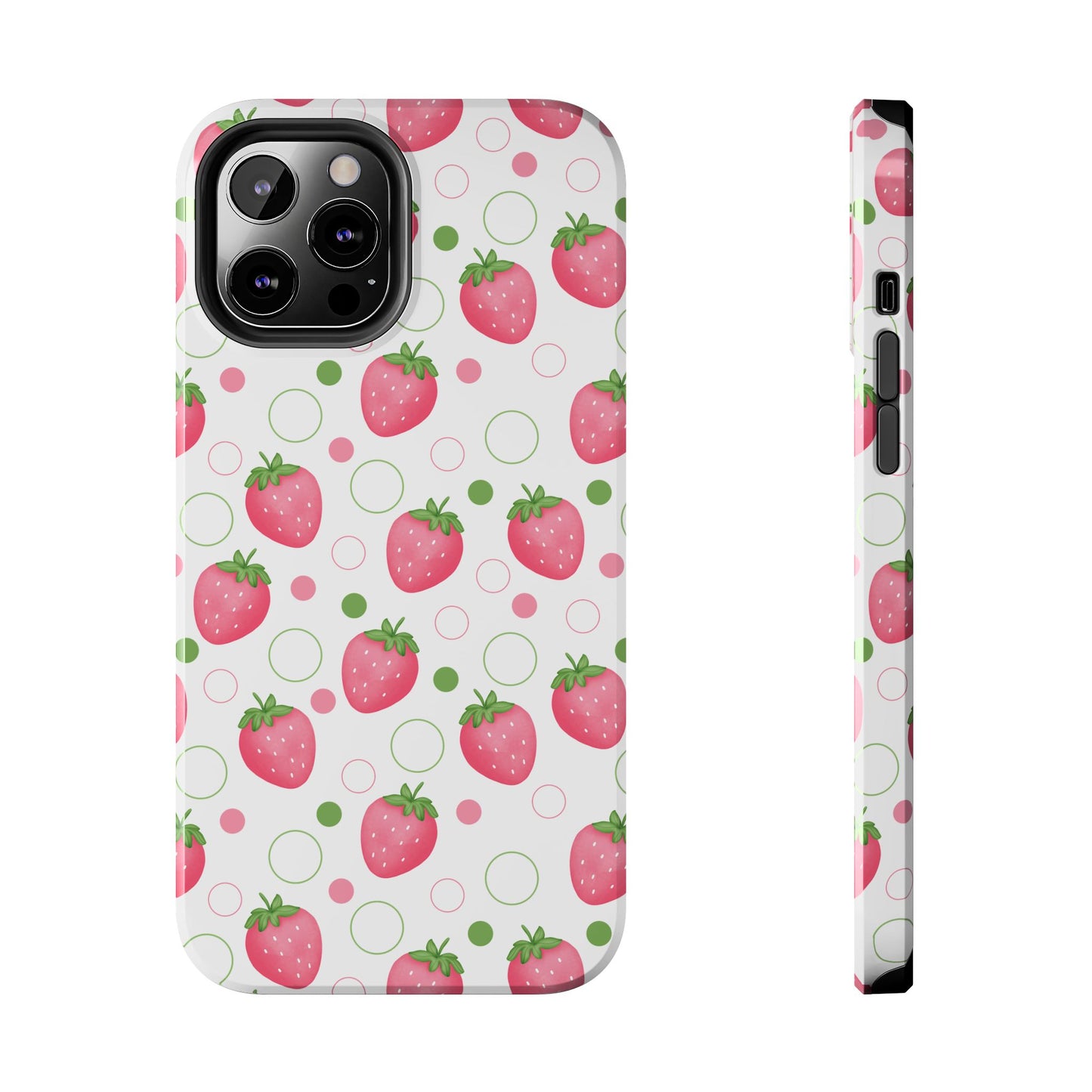 Pink Strawberry Bubbles Tough Phone Case for iPhone and Samsung Galaxy