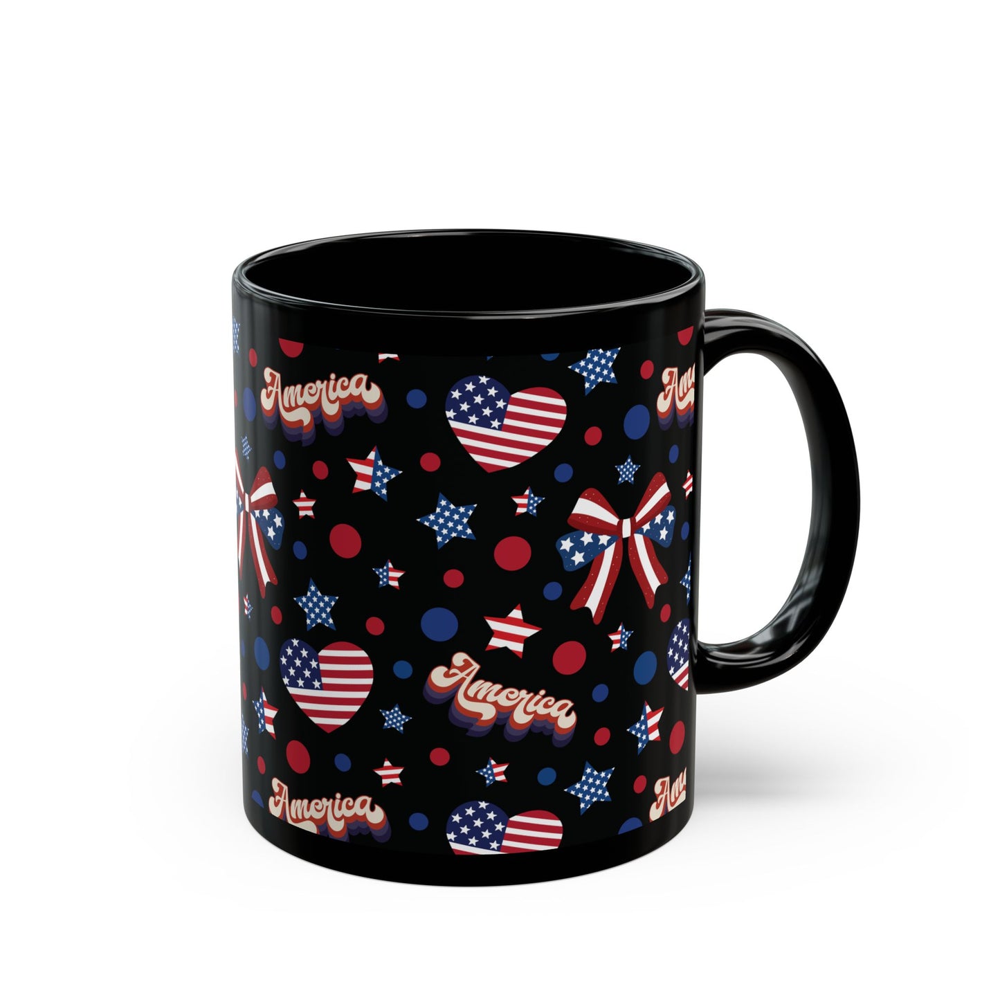 America's Sweetheart and Bows Black Mug Cool Summer Coffee Mug Tea Cup Spring Ceramic Mug