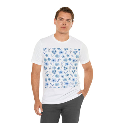 Snowy Blue Flowers T-Shirt