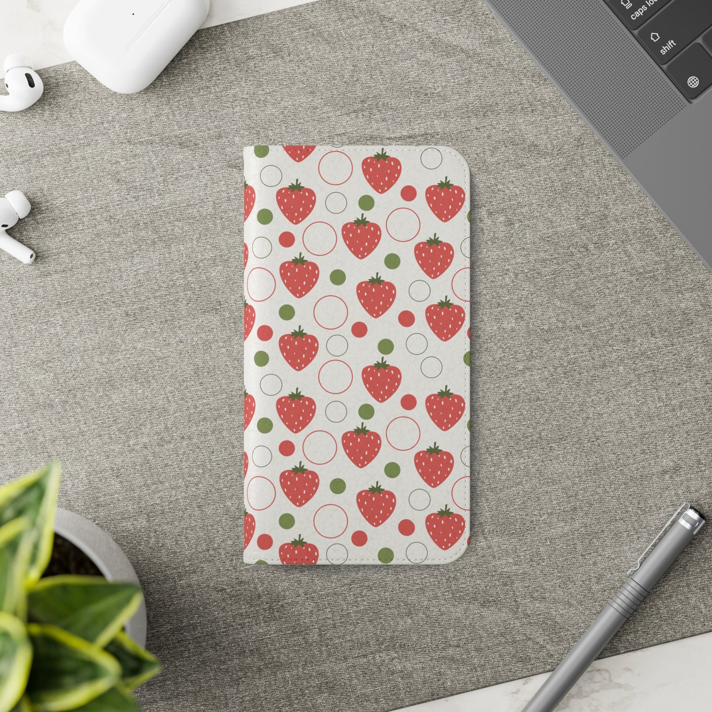 Red Strawberry Bubbles Flip Phone Case Cover with Pockets - Phone Case - Printify - Kristine Celestine