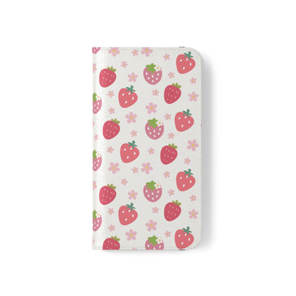 Strawberries and Daisies Flip Phone Case Cover with Pockets - Phone Case - Kristine Celestine