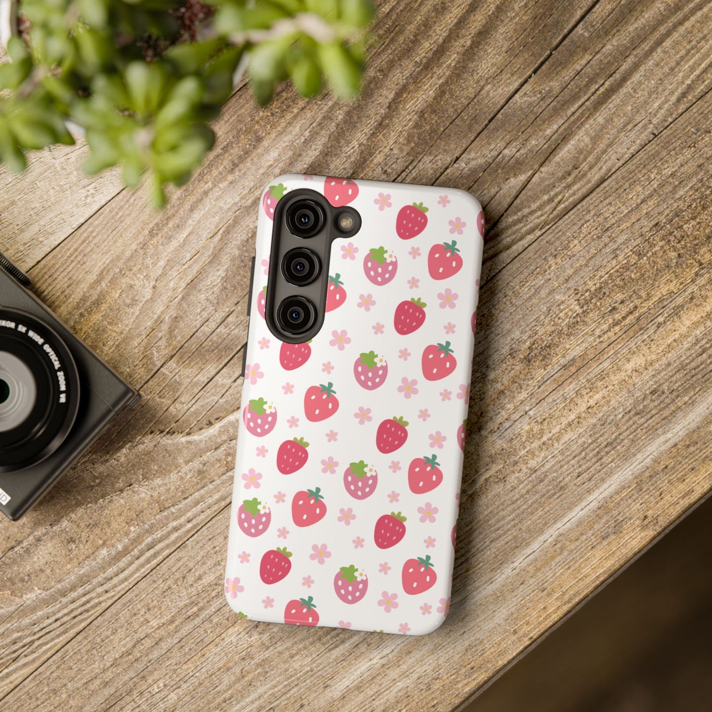 Strawberries and Daisies Tough Phone Case for iPhone and Samsung Galaxy