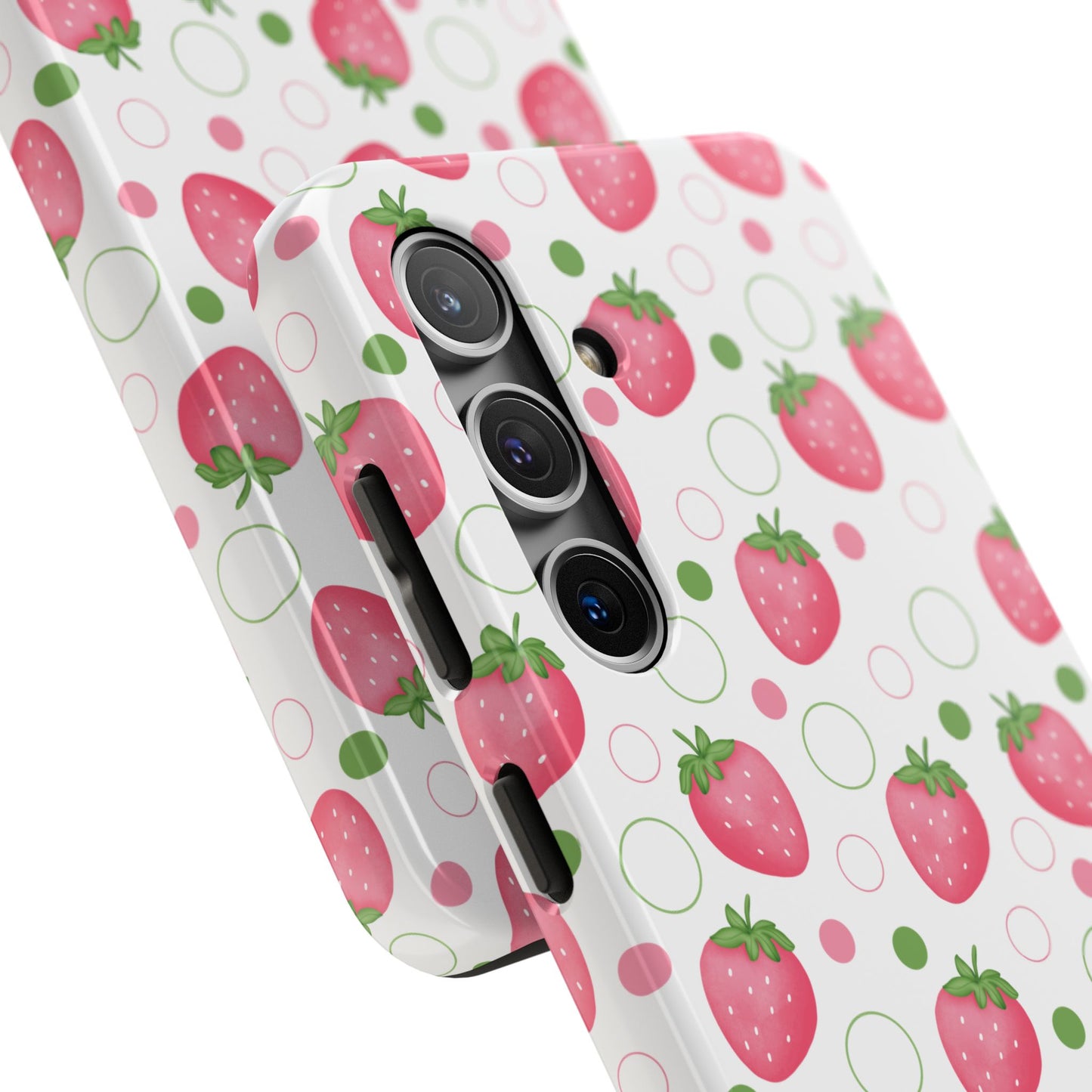 Pink Strawberry Bubbles Tough Phone Case for iPhone and Samsung Galaxy