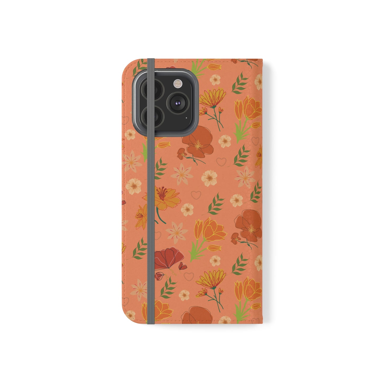 Coral Peach Meadow Flip Phone Case Cover with Pockets - Phone Case - Kristine Celestine