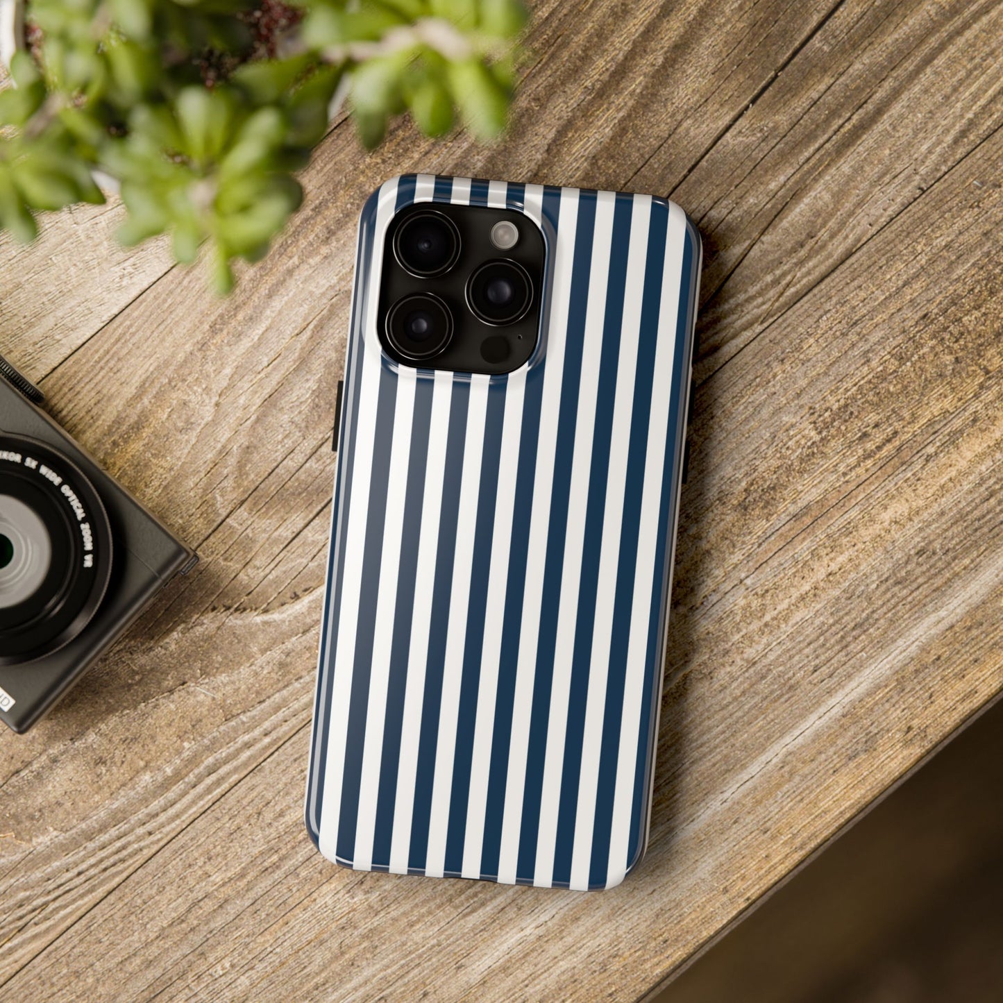 Navy Blue Stripes Tough Phone Case for iPhone and Samsung Galaxy