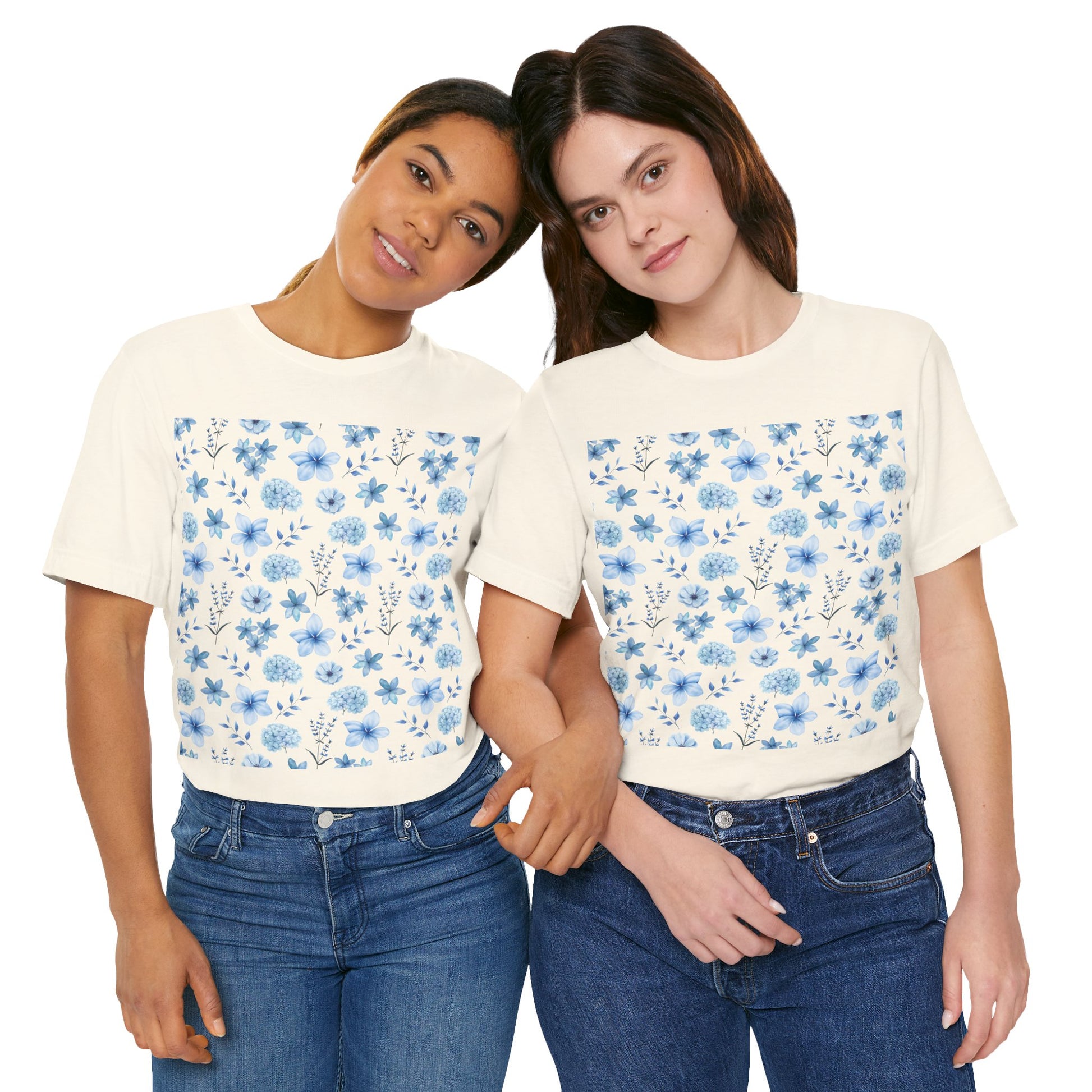 Snowy Blue Flowers Unisex Shirt - T - Shirt - Printify - Kristine Celestine