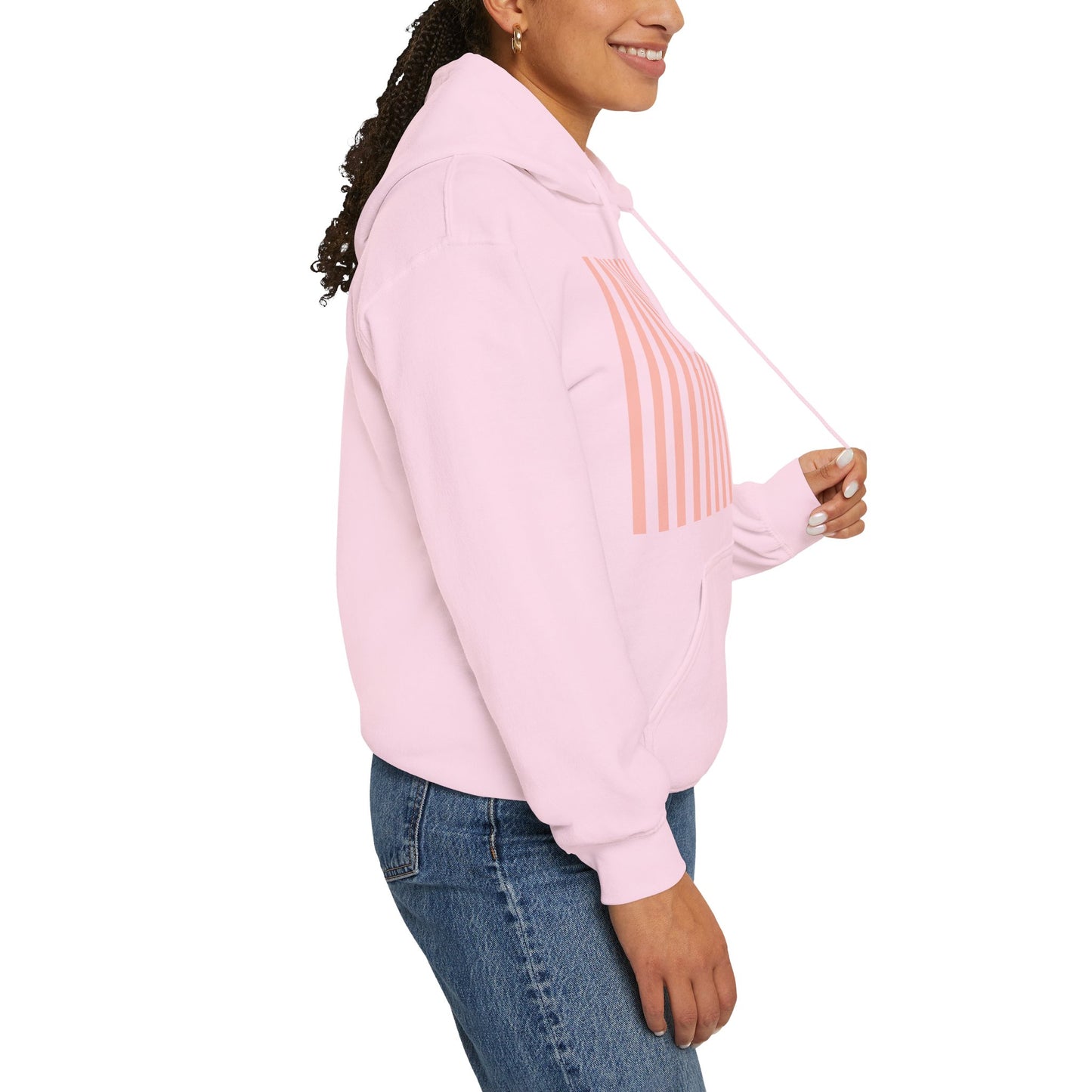 Coral Pink Stripes Hoodie - Hoodie - Kristine Celestine