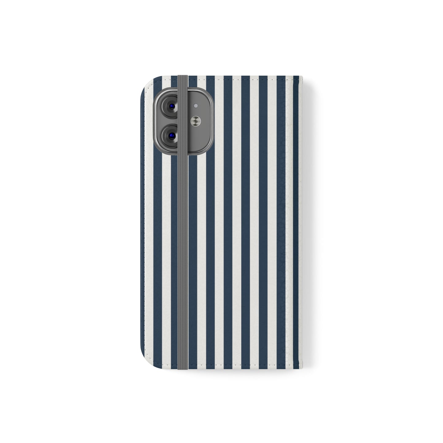 Navy Blue Stripes Flip Phone Case Cover with Pockets - Phone Case - Kristine Celestine