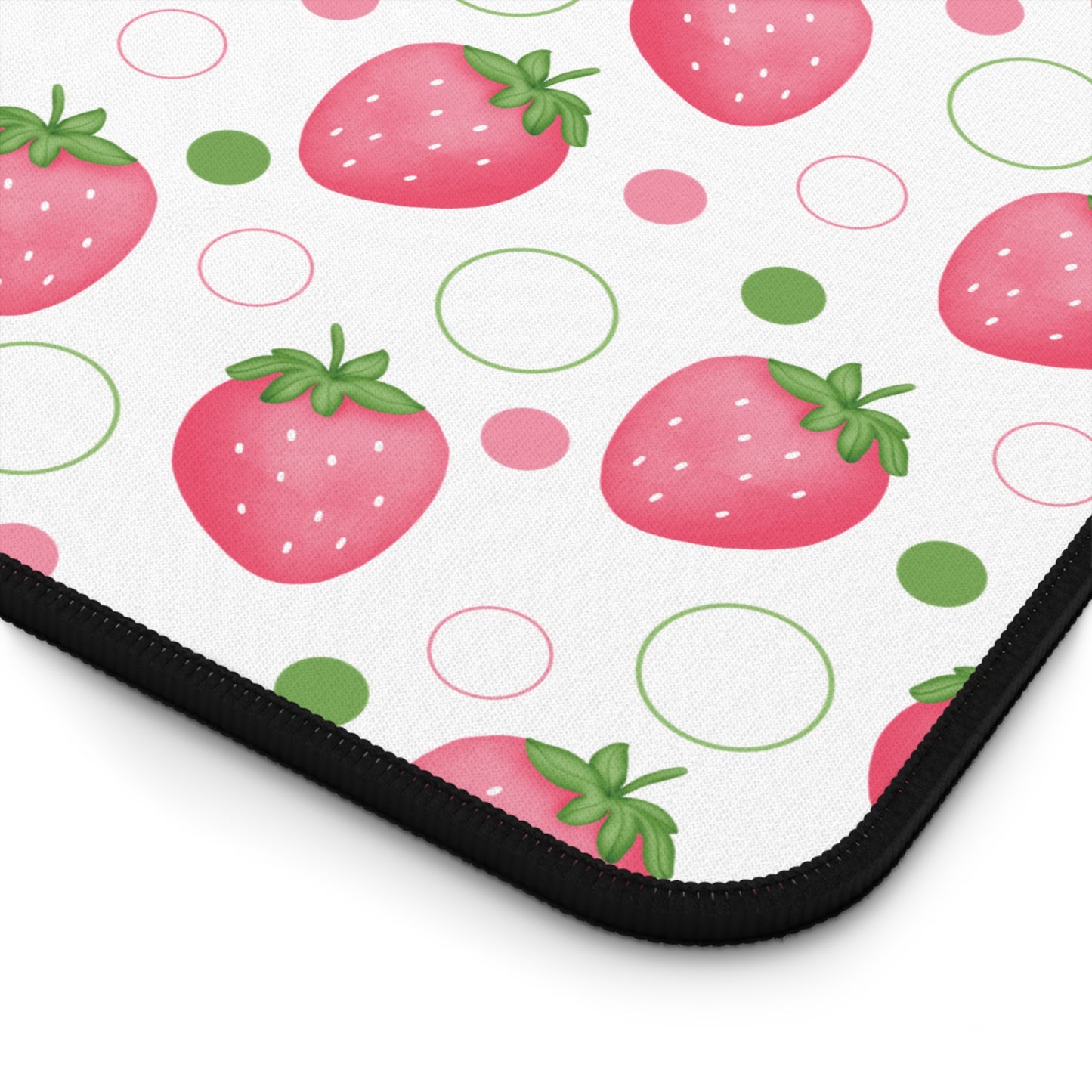 Pink Strawberry Bubbles Desk Mat Computer Mat