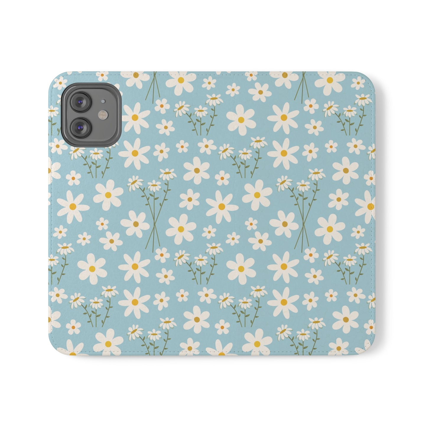 Sky Blue Daisy Flip Phone Case Cover with Pockets - Phone Case - Kristine Celestine