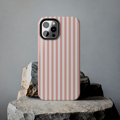 Coral Pink Stripes Tough Phone Case for iPhone and Samsung Galaxy