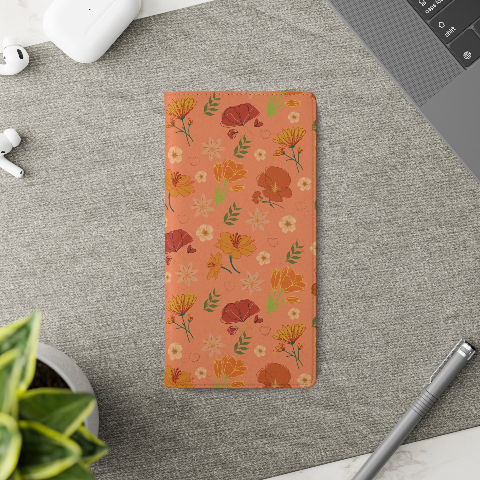 Coral Peach Meadow Flip Phone Case Cover with Pockets - Phone Case - Kristine Celestine