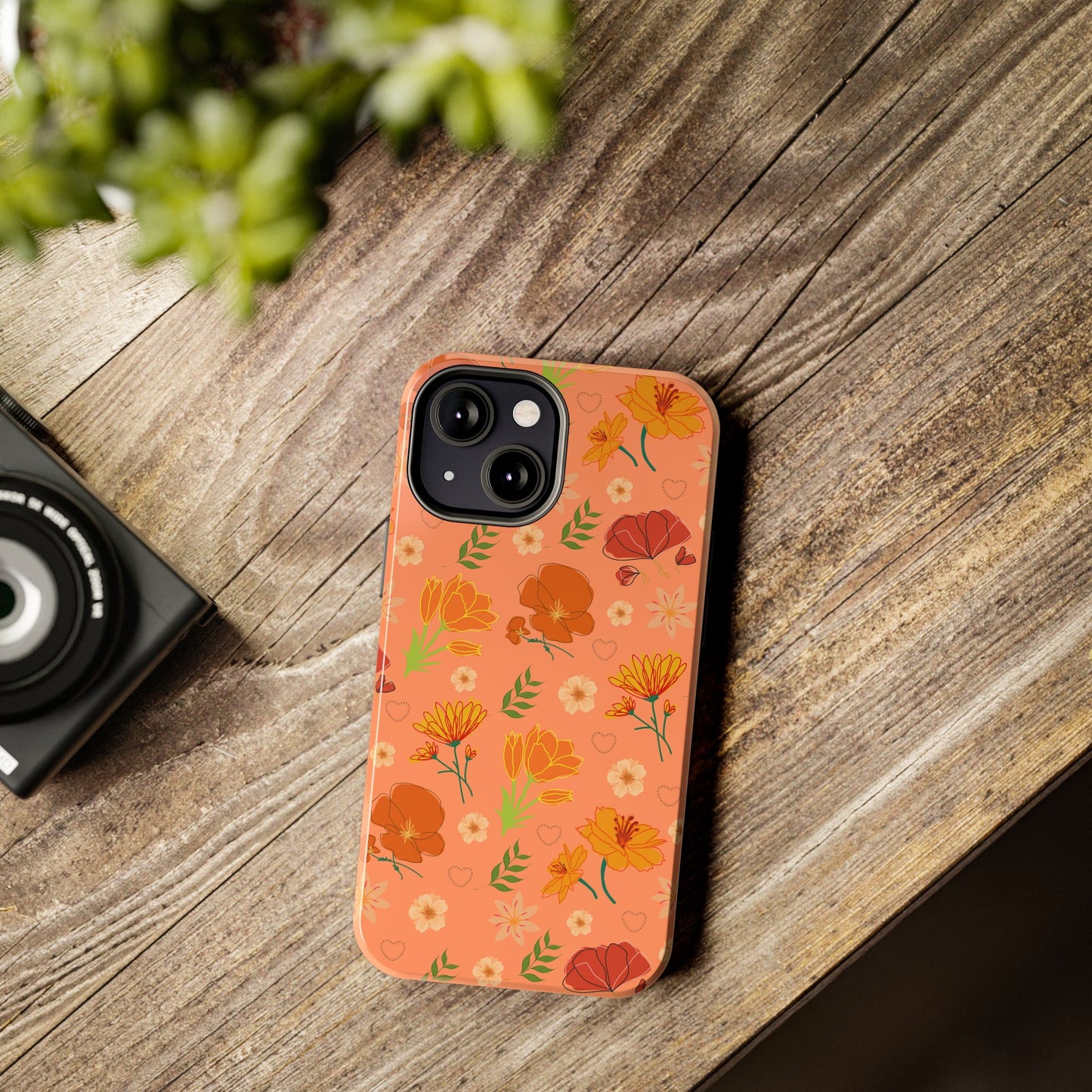 Coque de téléphone résistante Coral Peach Meadow pour iPhone et Samsung Galaxy