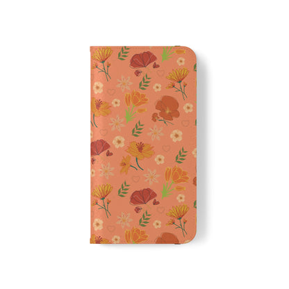 Coral Peach Meadow Flip Phone Case Cover with Pockets - Phone Case - Kristine Celestine