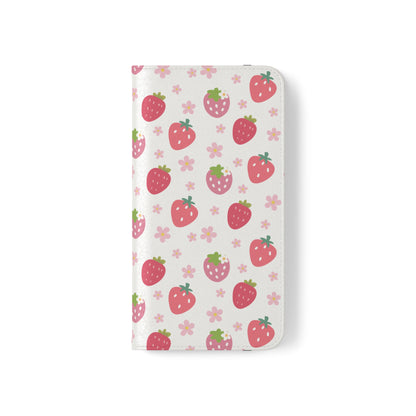 Strawberries and Daisies Flip Phone Case Cover with Pockets - Phone Case - Kristine Celestine