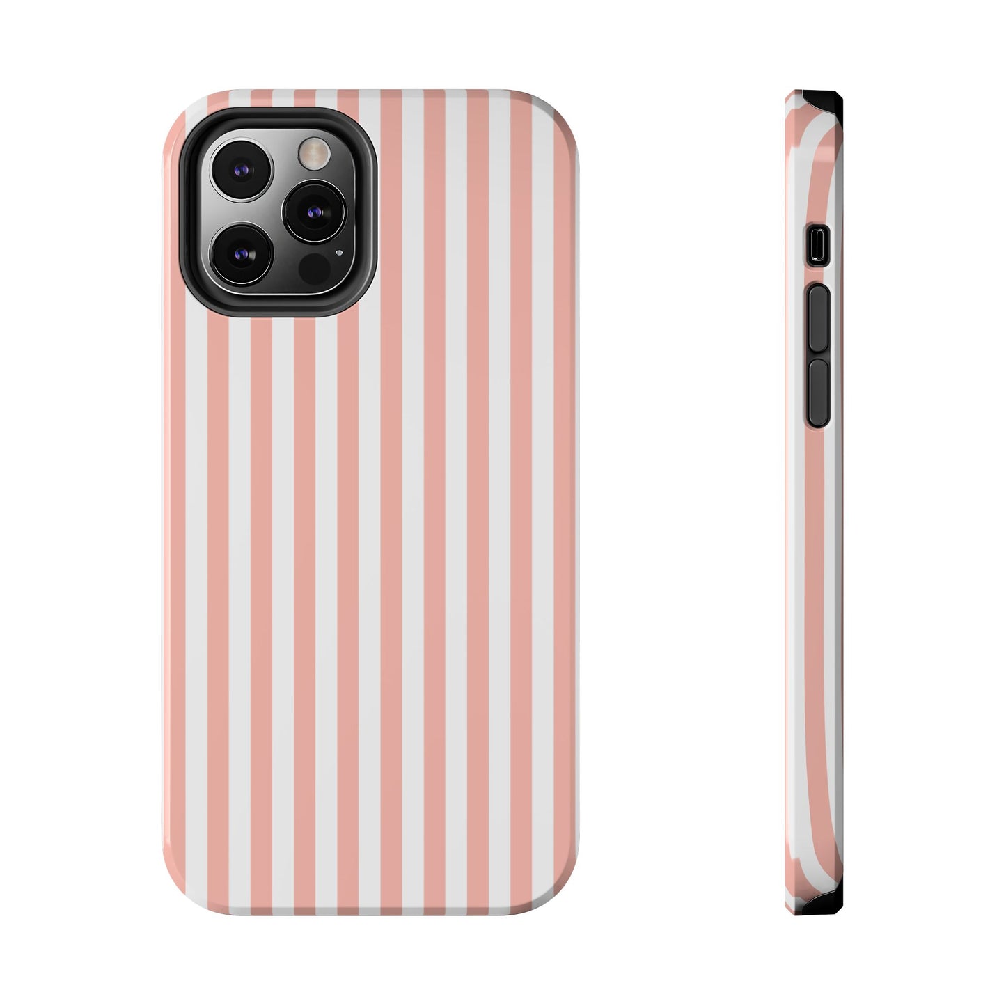 Coral Pink Stripes Tough Phone Case for iPhone and Samsung Galaxy