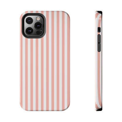 Coral Pink Stripes Tough Phone Case for iPhone and Samsung Galaxy