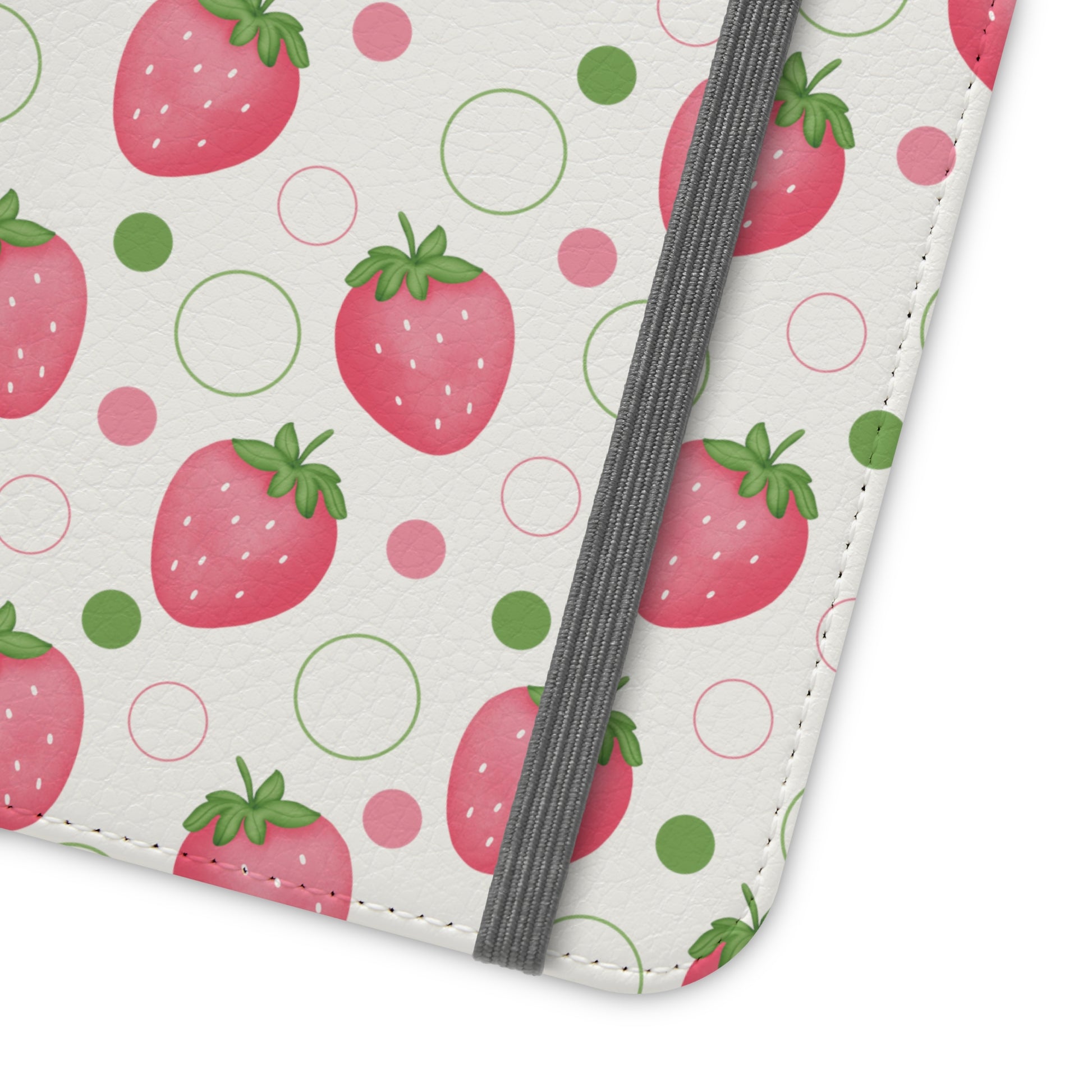 Pink Strawberry Bubbles Flip Phone Case Cover with Pockets - Phone Case - Kristine Celestine