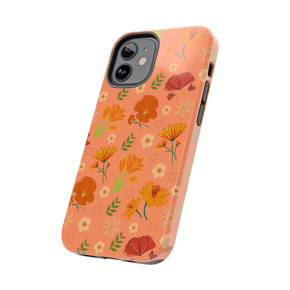 Coque de téléphone résistante Coral Peach Meadow pour iPhone et Samsung Galaxy