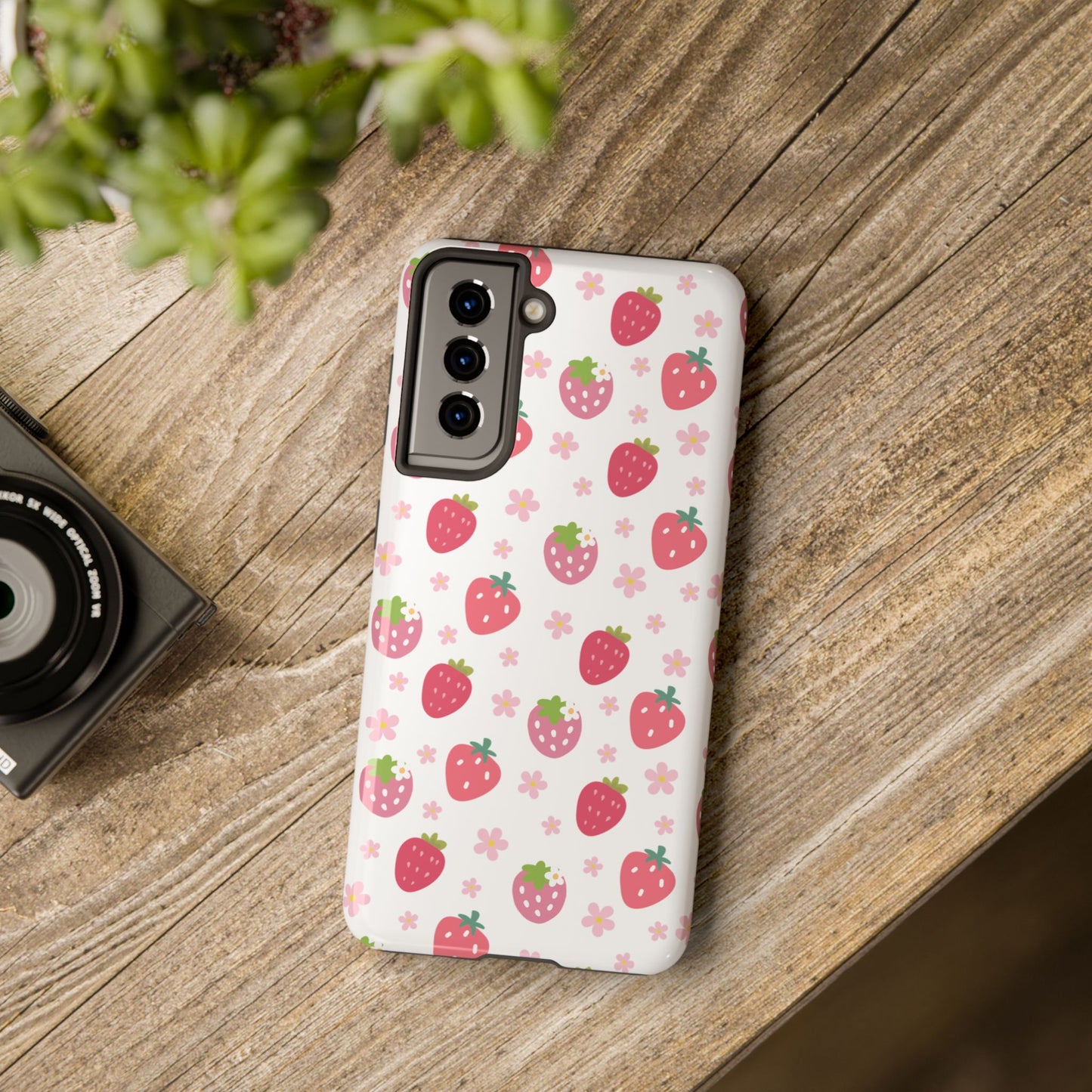 Strawberries and Daisies Tough Phone Case for iPhone and Samsung Galaxy