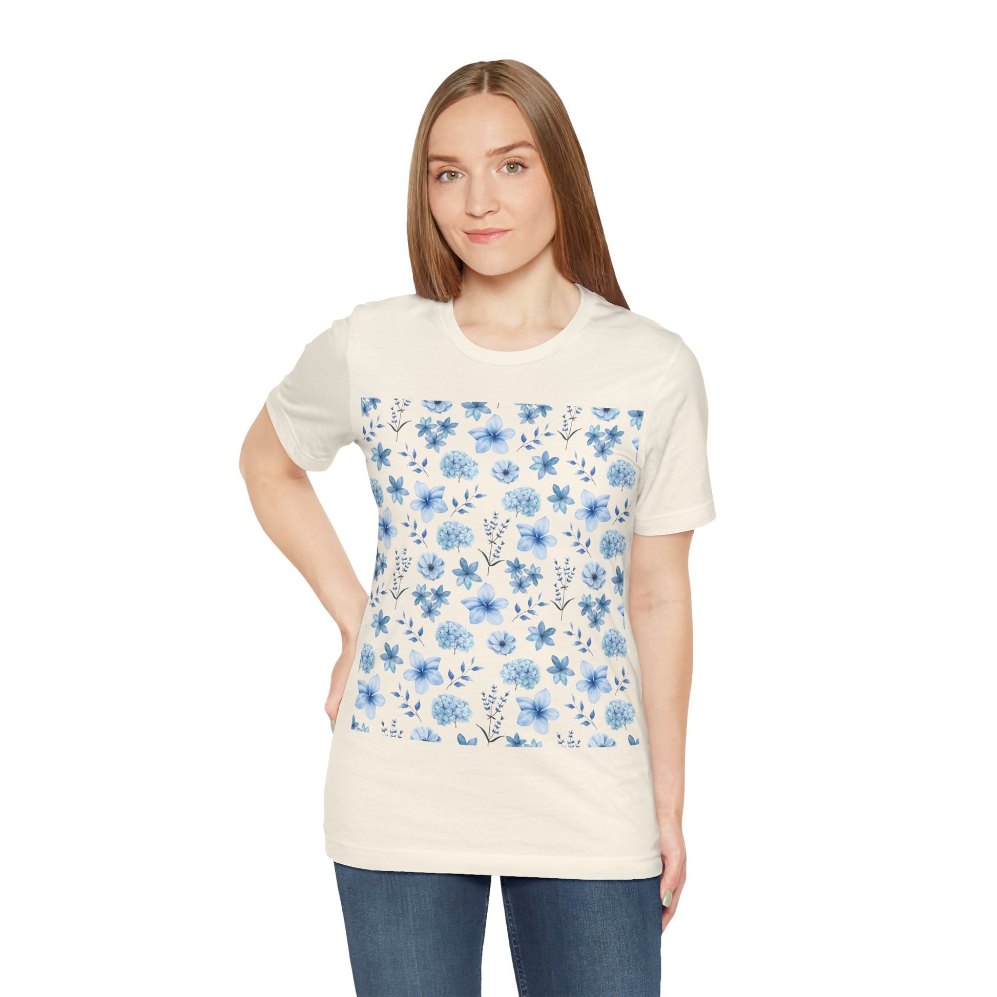 Snowy Blue Flowers Unisex Shirt - T - Shirt - Printify - Kristine Celestine