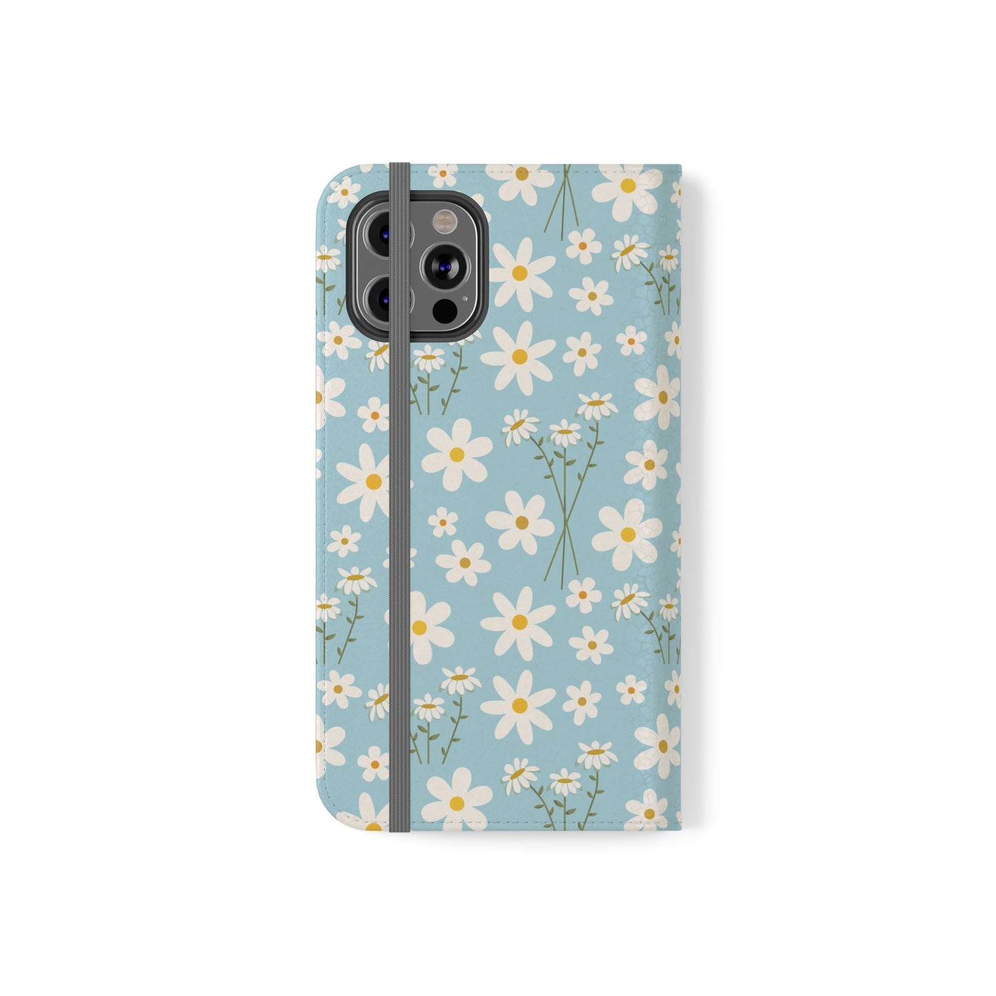 Sky Blue Daisy Flip Phone Case Cover with Pockets - Phone Case - Kristine Celestine