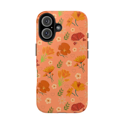 Coque de téléphone résistante Coral Peach Meadow pour iPhone et Samsung Galaxy