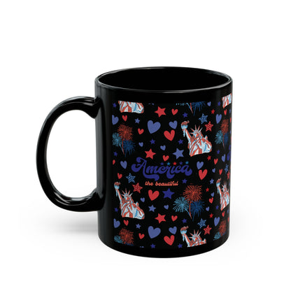 America the Beautiful Black Mug Cool Summer Coffee Mug Tea Cup Spring Ceramic Mug