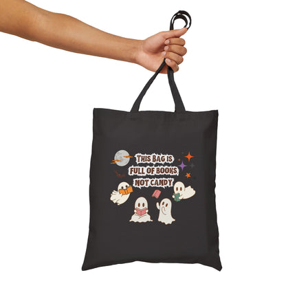 Ghost Book Club This Bag is Full of Books Not Candy Funny Halloween Trick or Treat Bag Cotton Canvas Tote Bag